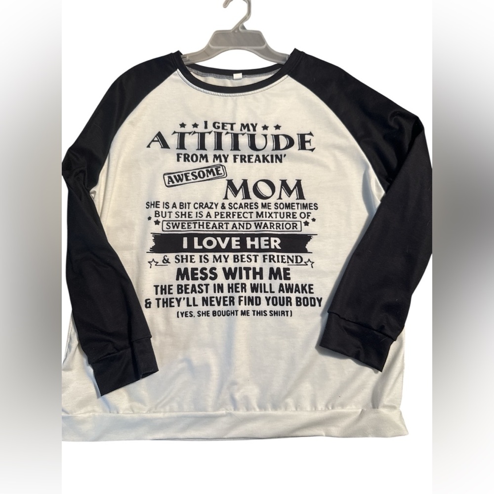 Mom and son graphic long sleeve EUC size XL unisex black and white